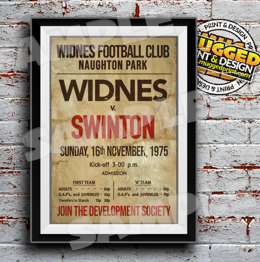 Widnes RLFC - 1975 Match Poster Replica Print