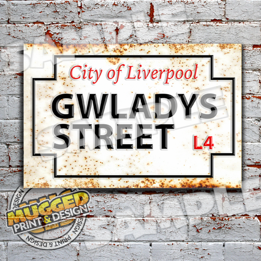 Gwladys Street (Everton FC) Vintage Street Sign