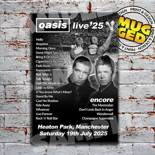 OASIS Live'25 Aluminium Sign, Personalised with Venue & Date