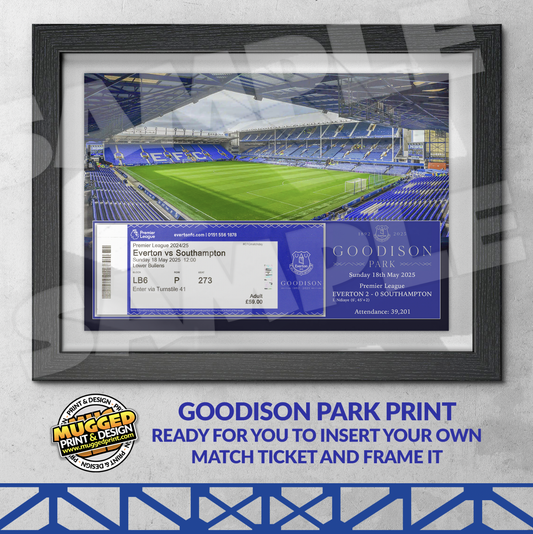 Everton FC - Goodison Park Match Ticket Print