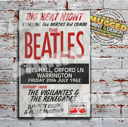 The Beatles at Orford Lane, Warringtont 1962 Replica Sign