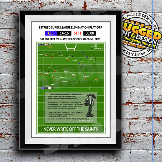 St.Helens RLFC v Leeds Rhinos - 2025 Shane Wright Try Print