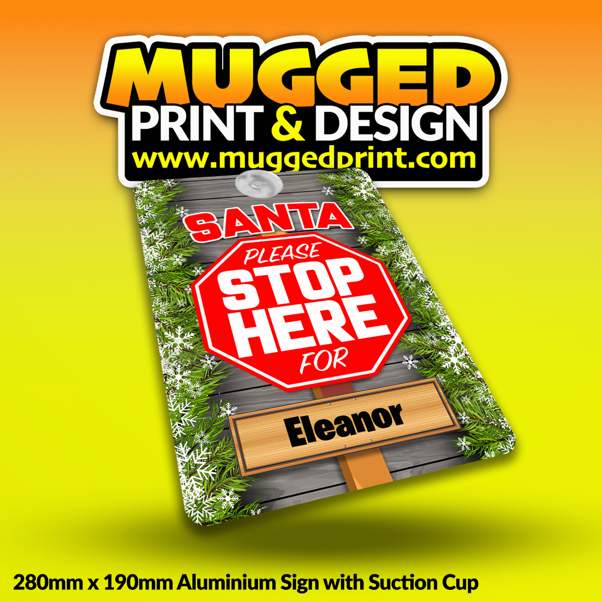 Santa Stop Here Metal Sign