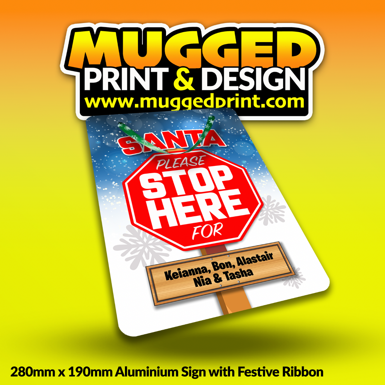 Santa Stop Here Metal Sign