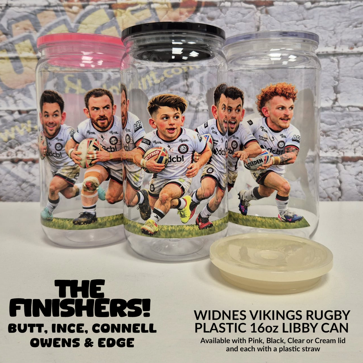 Widnes Vikings FINISHERS Plastic Libby Cup with Straw