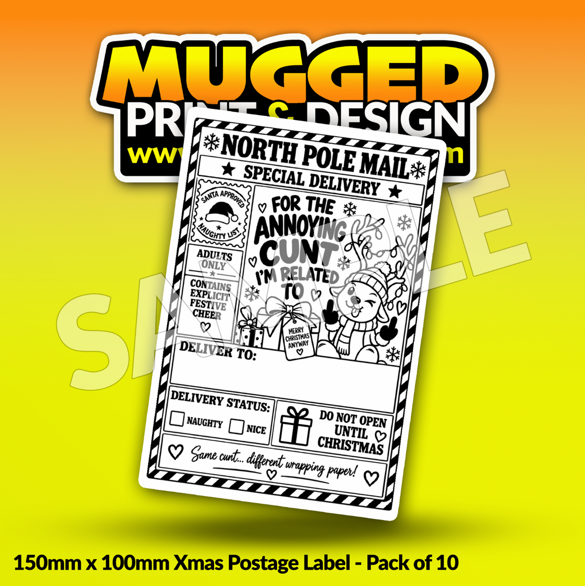 SWEARING Xmas Labels (Pack of 10)