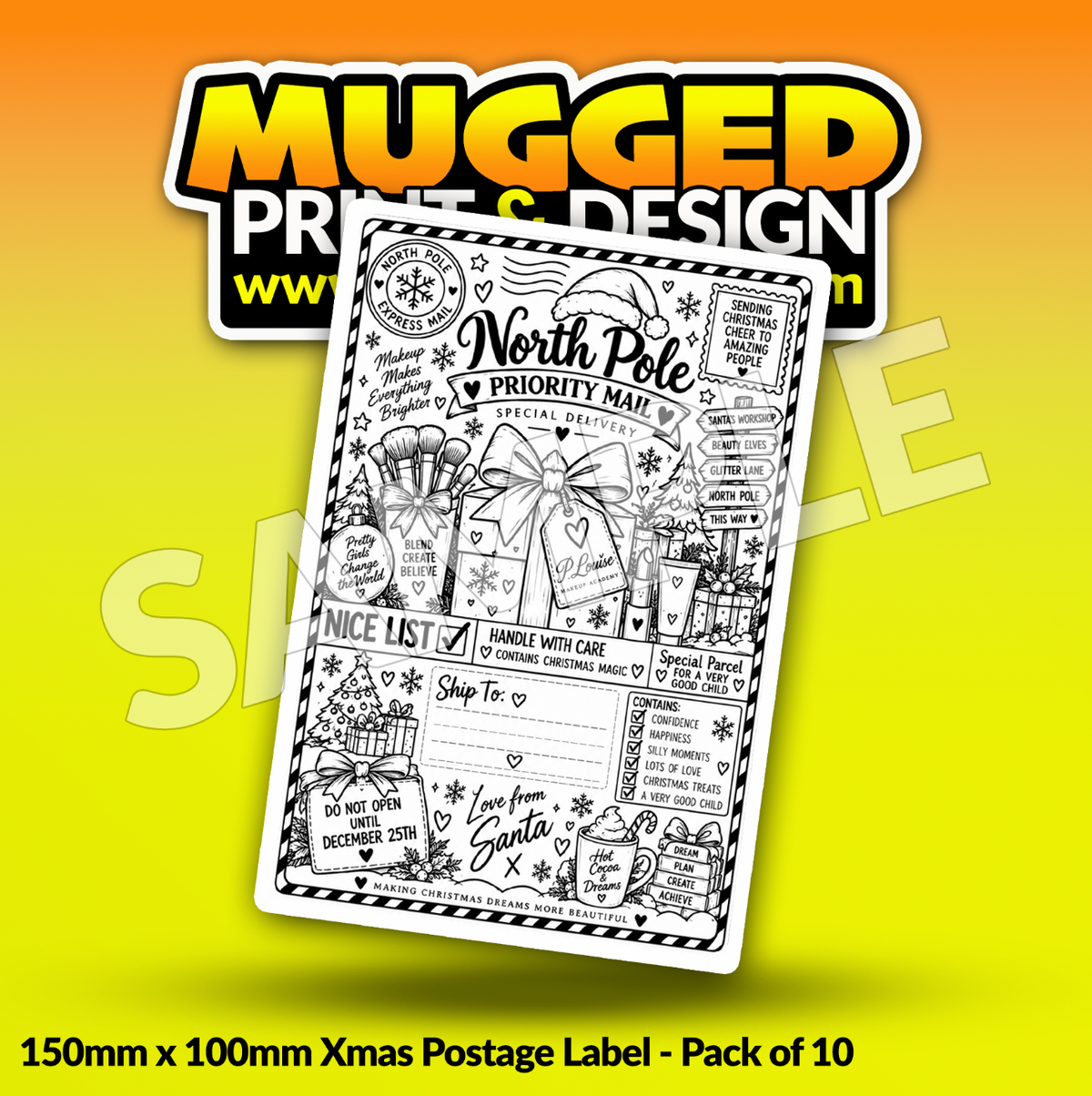 P.LOUISE Xmas Labels (Pack of 10)