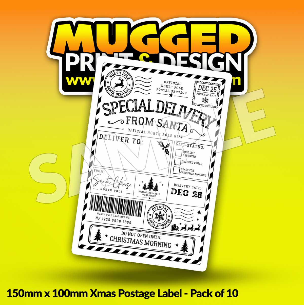 SANTA Xmas Labels (Pack of 10)