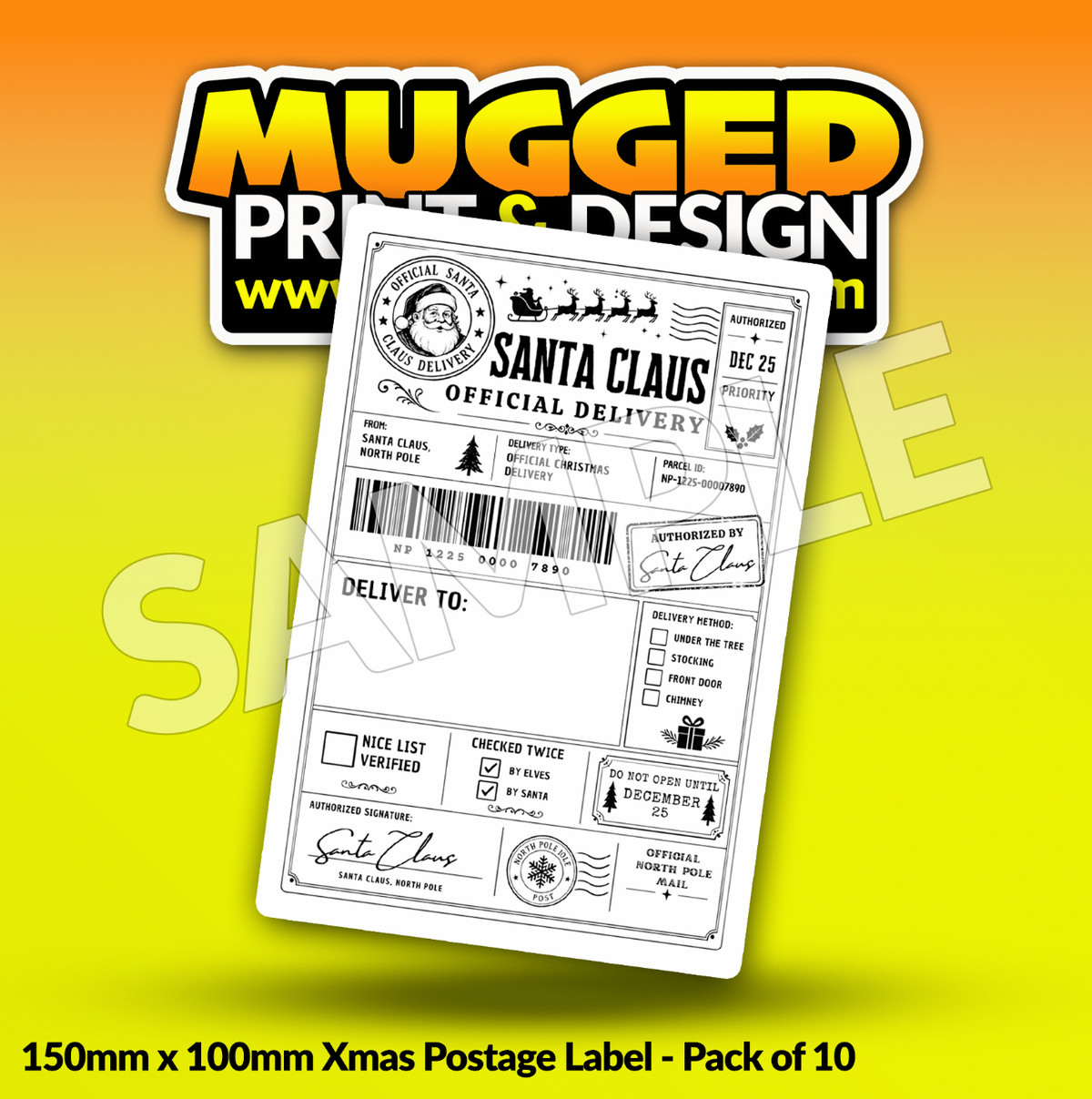 SANTA Xmas Labels (Pack of 10)