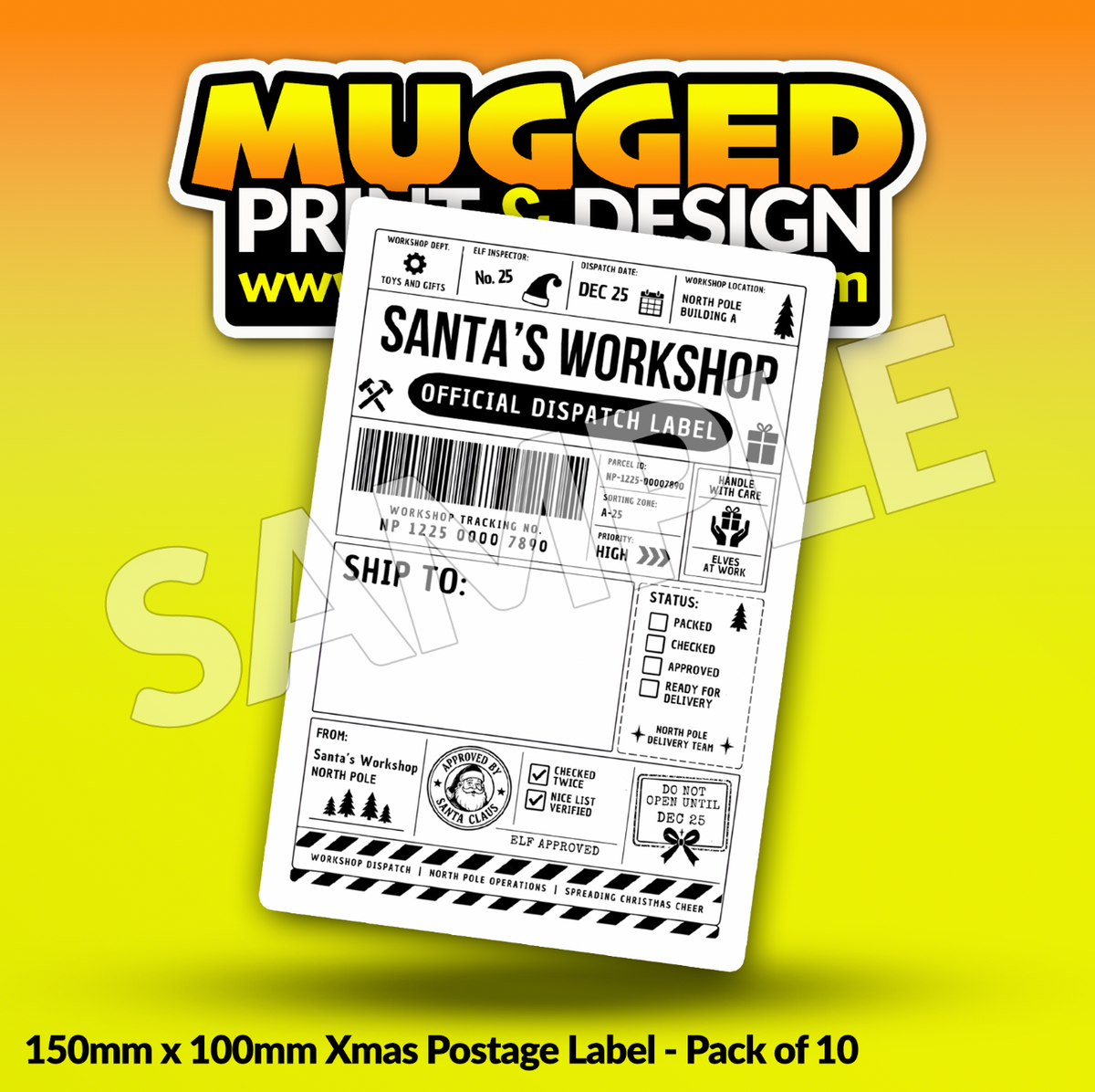 SANTA Xmas Labels (Pack of 10)
