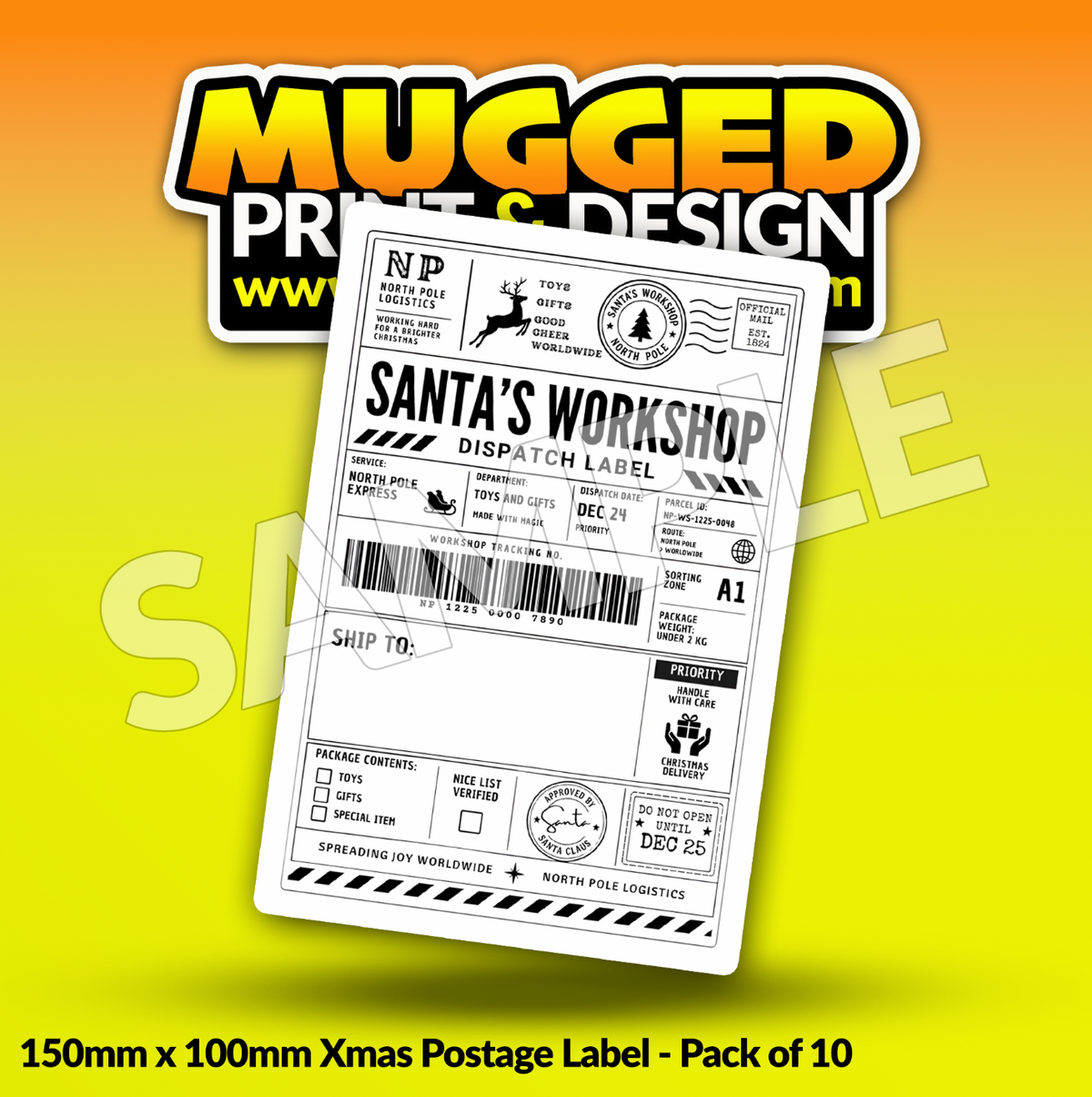 SANTA Xmas Labels (Pack of 10)