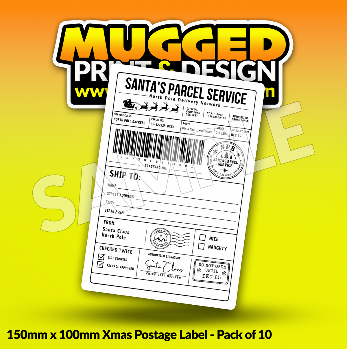 SANTA Xmas Labels (Pack of 10)