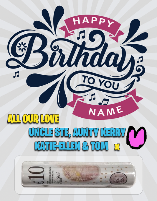 Birthday Cash Gift Card *PERSONALISED*