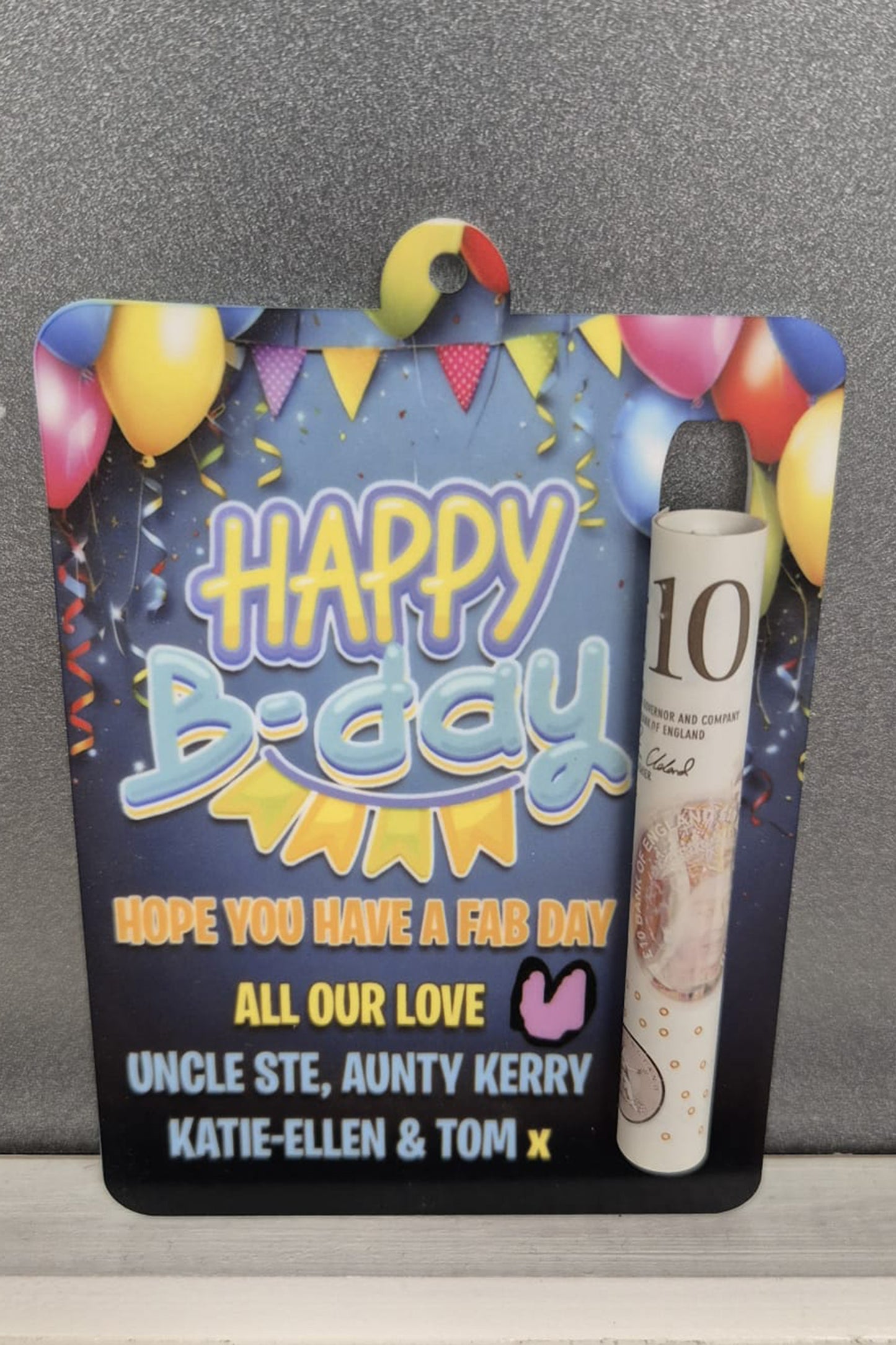 Acrylic Birthday Cash Gift Card *PERSONALISED*